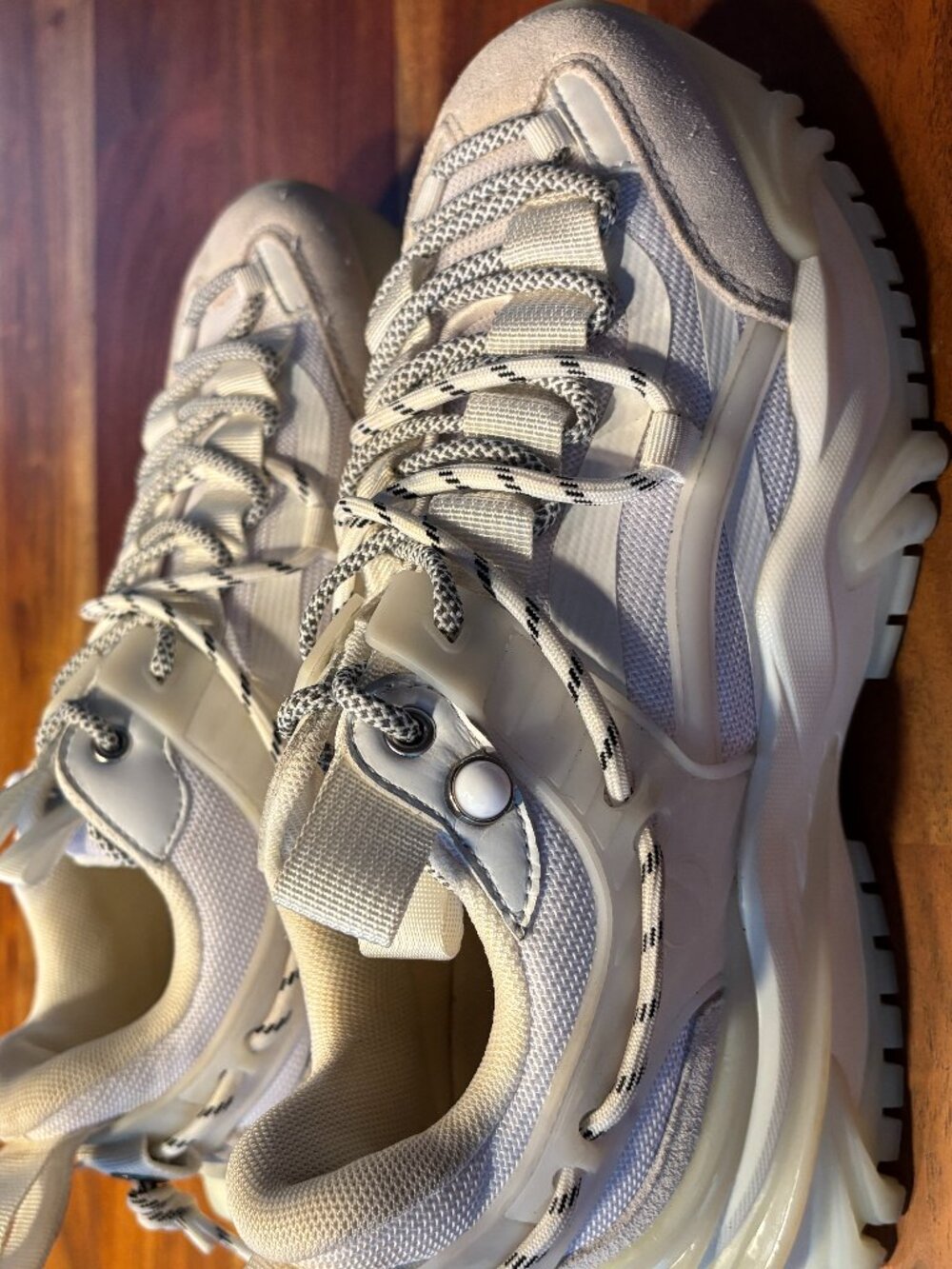 Javi Men's Dominance Chunky Low-Top Sneakers - White/Beige - Size 8